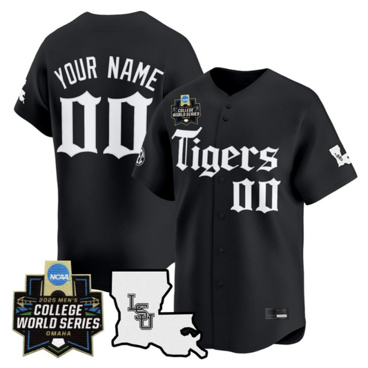 Custom LSU Tigers Jersey 2025 World Series Gothic Geaux Edition Stitched Black