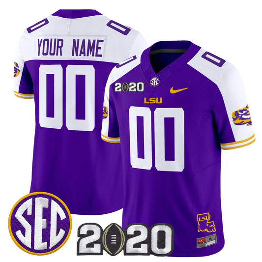 Custom LSU Tigers Jersey Name, Number 2020 National Champions Stitched Purple Alter