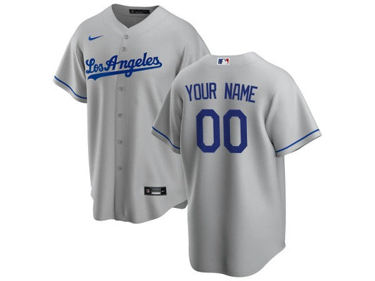 Custom Los Angeles Dodgers Cool Base Jersey - Gray