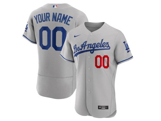 Custom Los Angeles Dodgers Flex Base Jersey -Gray