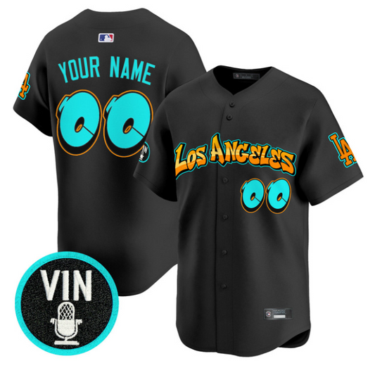 Custom Los Angeles Dodgers Jersey Graffiti Street Style Edition Stitched Black