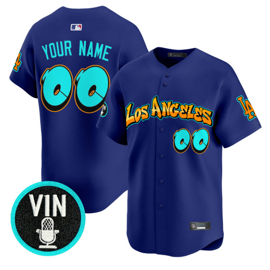 Custom Los Angeles Dodgers Jersey Graffiti Street Style Edition Stitched Royal