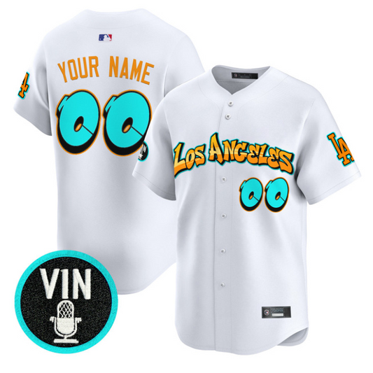 Custom Los Angeles Dodgers Jersey Graffiti Street Style Edition Stitched White