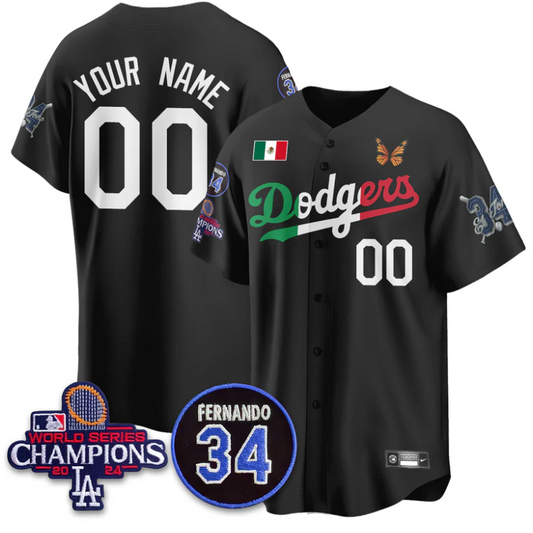 Custom Los Angeles Dodgers Jersey Mexican For 34 Stitched Black