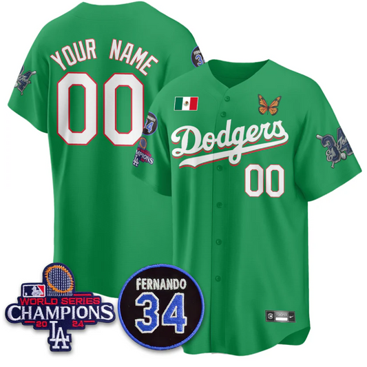 Custom Los Angeles Dodgers Jersey Mexican For 34 Stitched Green