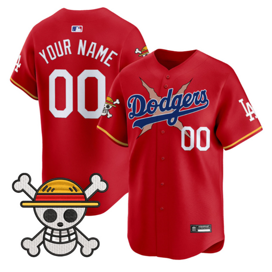 Custom Los Angeles Dodgers Jersey Name, Number One Piece 2025 Stitched Red