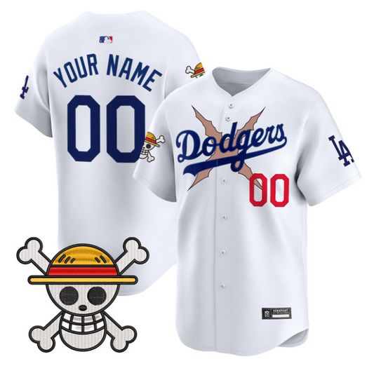 Custom Los Angeles Dodgers Jersey Name, Number One Piece 2025 Stitched White