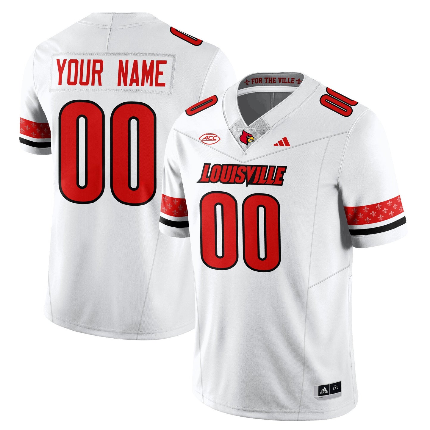 Custom Louisville Jersey Name, Number Football 2025 Vapor Limited Stitched White