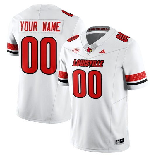 Custom Louisville Jersey Name, Number Football 2025 Vapor Limited Stitched White