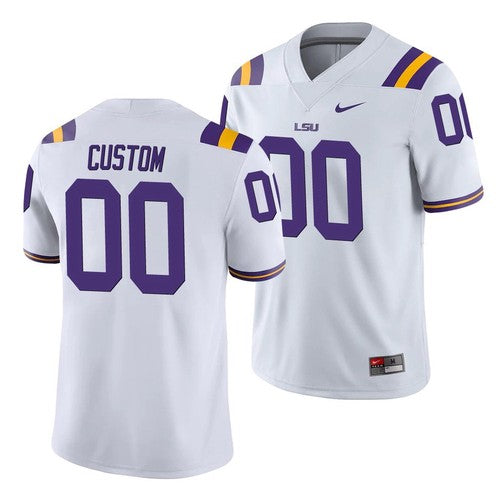 Custom Lsu Tigers Jersey Name and Number NCAA College Football White