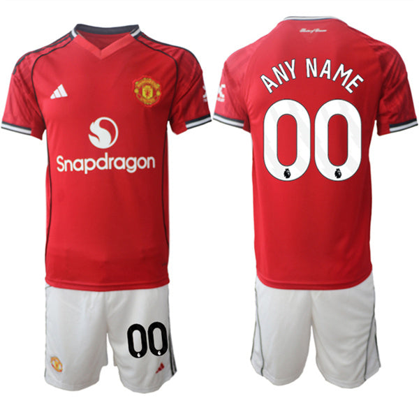 Custom Manchester United Jersey Name, Number Red Home 2025-26 Soccer Suit