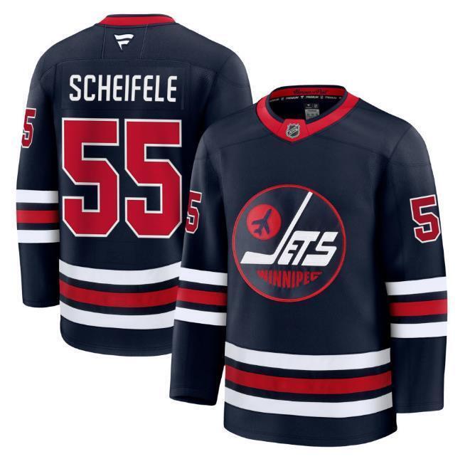 Custom Mark Scheifele Jets Jersey - Alternate Navy All Stitched