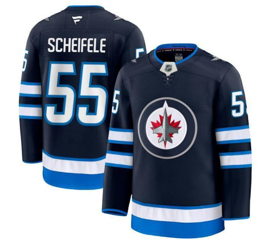 Custom Mark Scheifele Jets Jersey - Navy All Stitched