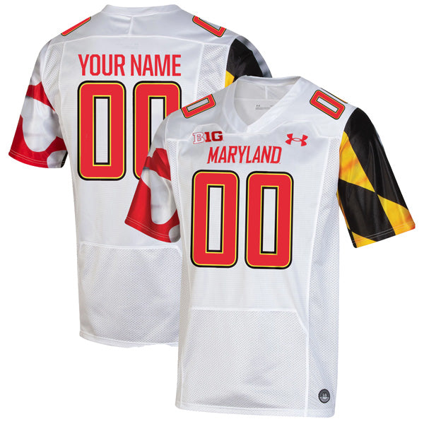 Custom Maryland Terrapins Jersey Name and Number College Football White Away Game – All Stitched