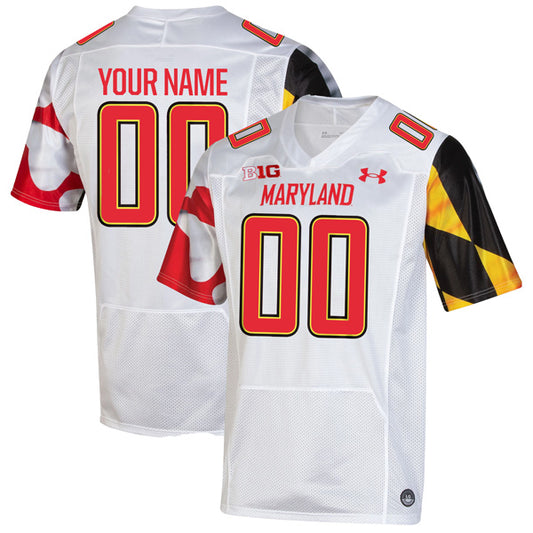 Custom Maryland Terrapins Jersey Name and Number College Football White Away Game – All Stitched
