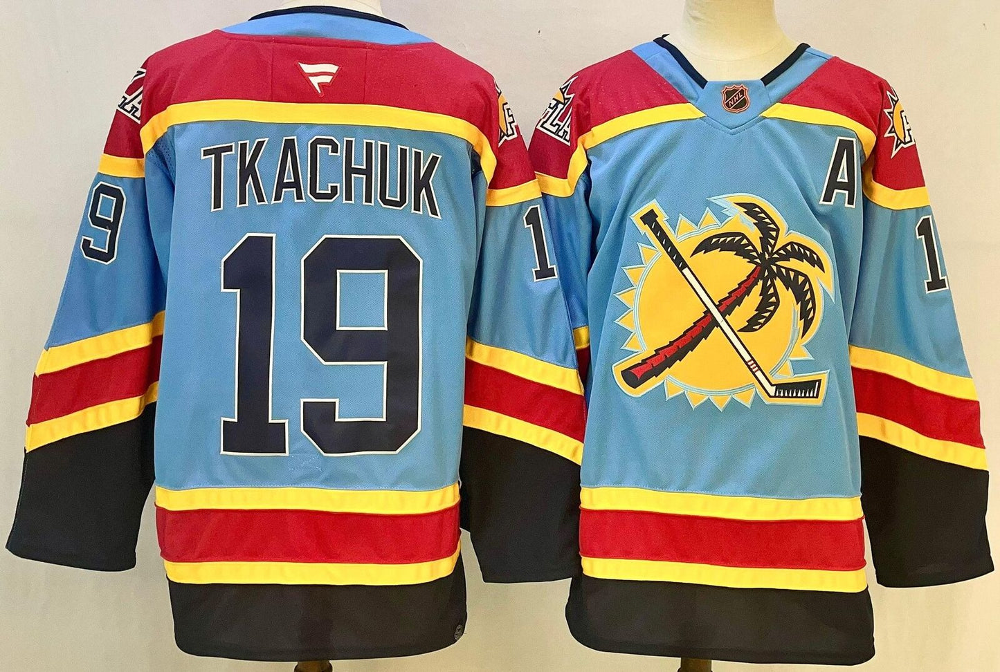 Custom Men Matthew Tkachuk Panthers Light Blue Jersey All Stitched