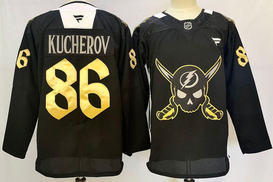 Custom Men Nikita Kucherov Lightning Black Jersey All Stitched