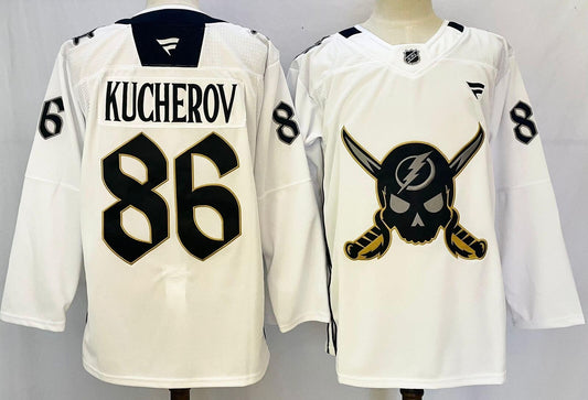 Custom Men Nikita Kucherov Lightning White Jersey All Stitched