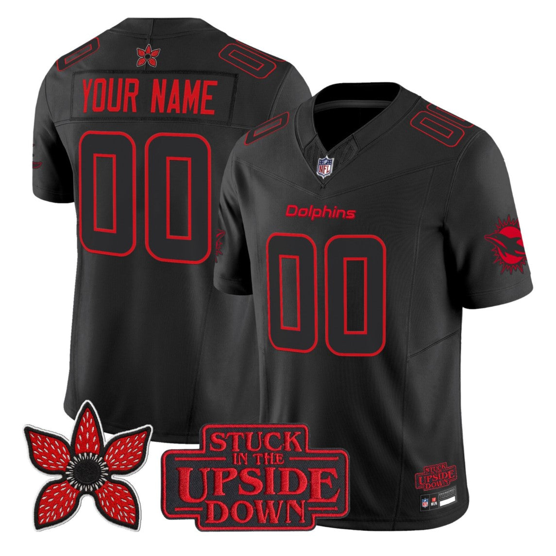 Custom Miami Dolphins Jersey Stranger Things Edition Vapor Limited Stitched