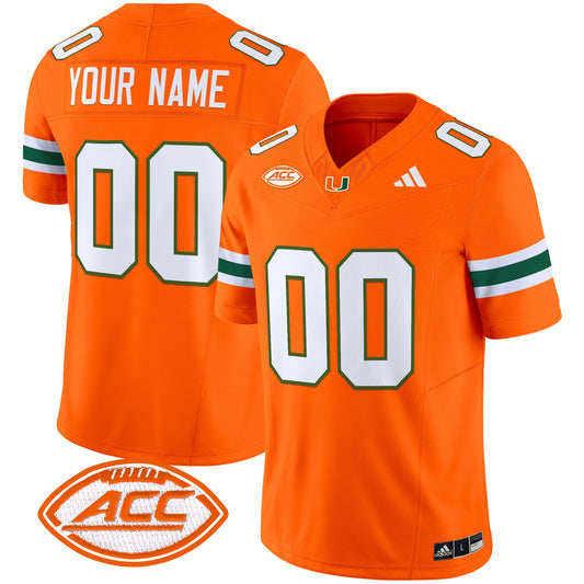 Custom Miami Hurricanes Jersey Name, Number 2025 Limited Stitched Orange