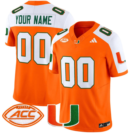 Custom Miami Hurricanes Jersey Name, Number 2025 Limited Stitched Orange Alternate
