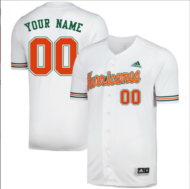 Custom Miami Hurricanes Baseball White Jersey – All Stitched