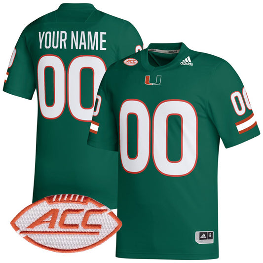 Custom Miami Hurricanes Jersey Name and Number College Football Green Alternate Game – All Stitched
