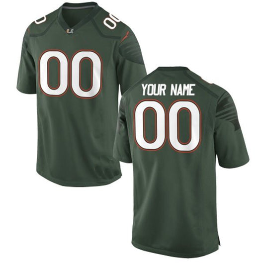 Custom Miami Hurricanes Jersey Name and Number NCAA College Football Green