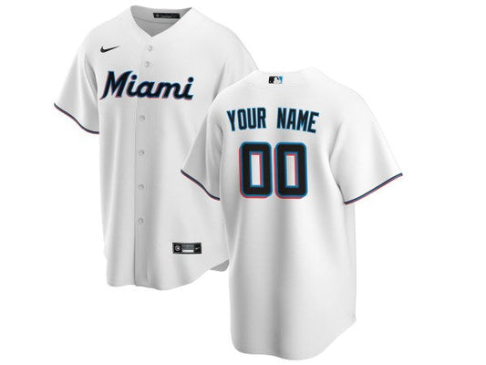 Custom Miami Marlins Cool Base Jersey - White