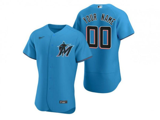 Custom Miami Marlins Flex Base Jersey - Light Blue