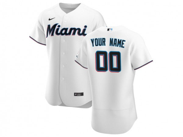 Custom Miami Marlins Flex Base Jersey - White