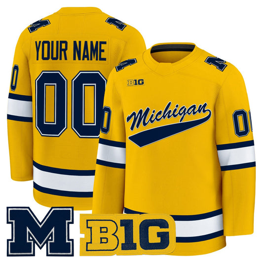Custom Michigan Wolverines Jersey Name, Number 2025-26 Premium Stitched Maize