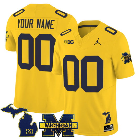 Custom Michigan Wolverines Jersey Name, Number 2025 Vapor Stitched Maize