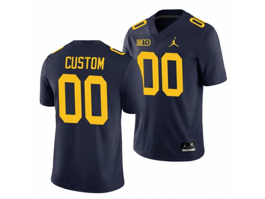 Custom Michigan Wolverines Navy Football Jersey