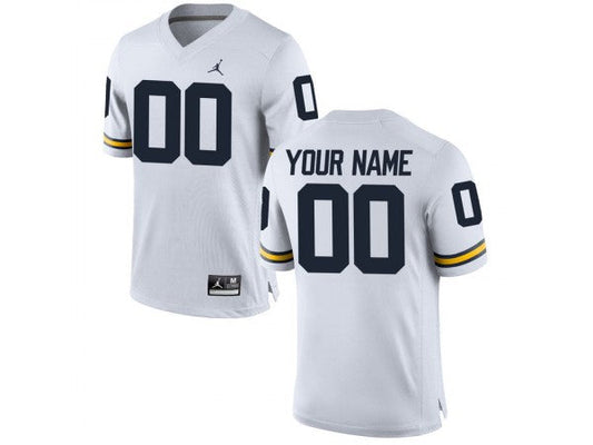 Custom Michigan Wolverines White Football Jersey