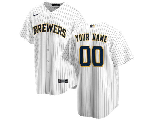 Custom Milwaukee Brewers Cool Base Jersey - White