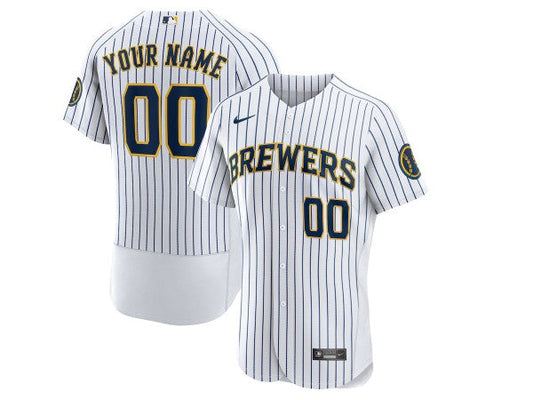 Custom Milwaukee Brewers Flex Base Jersey - White