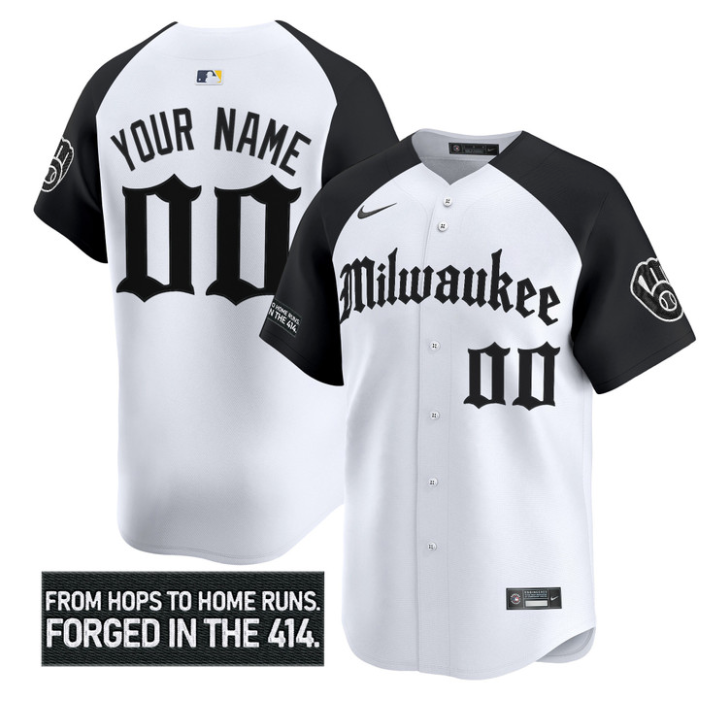 Custom Milwaukee Brewers Jersey Gothic 414 Shadows Edition Stitched Alternate