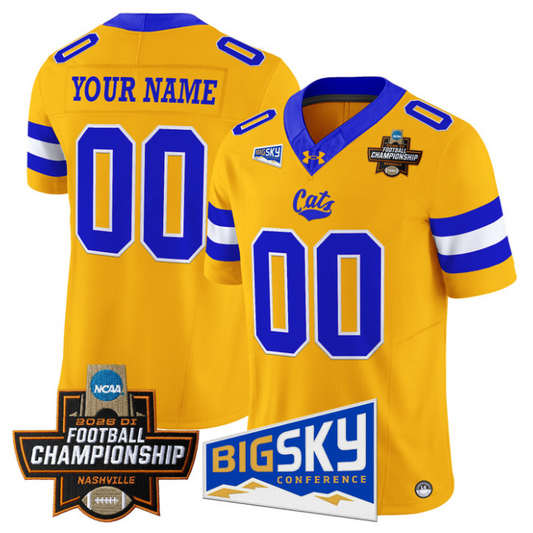Custom Montana State Bobcats Jersey 2026 Football Championship Stitched Gold