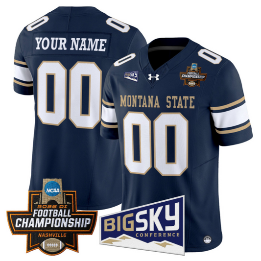 Custom Montana State Bobcats Jersey 2026 Football Championship Stitched Navy