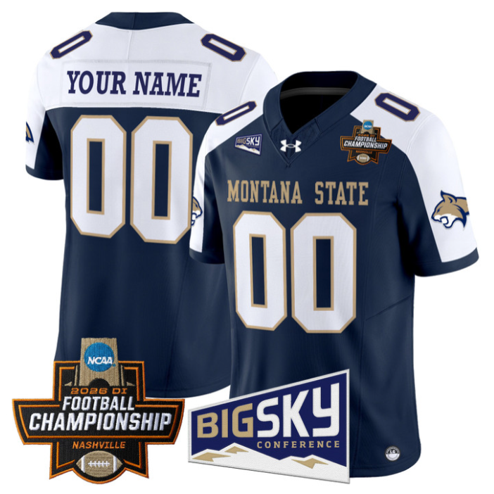 Custom Montana State Bobcats Jersey 2026 Football Championship Stitched Navy Alternate
