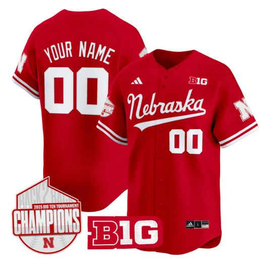 Custom Nebraska Huskers Jersey Back 2 Back Champions Patch Vapor Premier Limited Stitched Scarlet