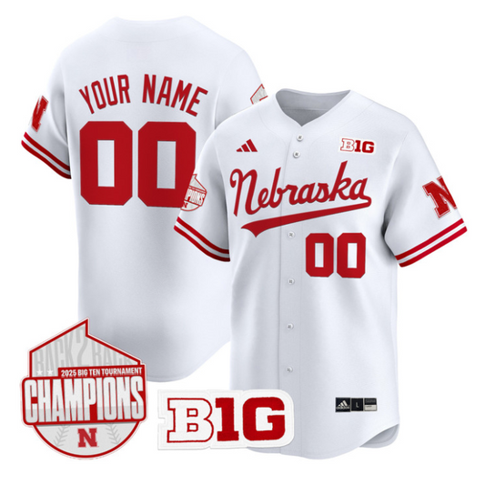 Custom Nebraska Huskers Jersey Back 2 Back Champions Patch Vapor Premier Limited Stitched White