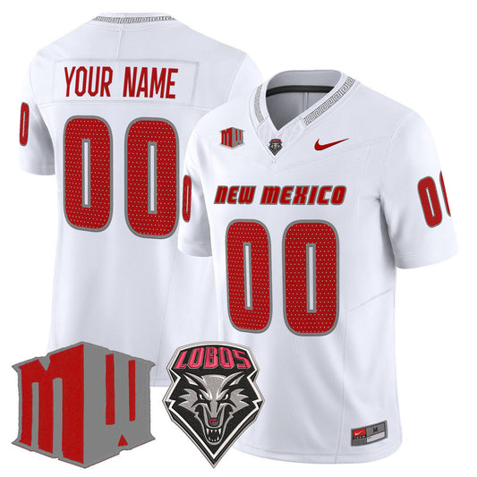 Custom New Mexico Lobos Jersey Name, Number 2025 Vapor Limited Stitched White