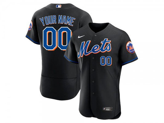 Custom New York Mets Flex Base Jersey Black
