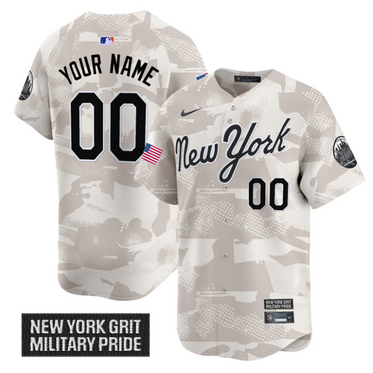 Custom New York Mets Jersey 2025 Armed Forces Day Vapor Stitched Camo