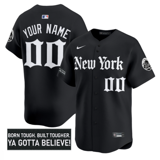 Custom New York Mets Jersey Gothic Borough Edition Stitched Black