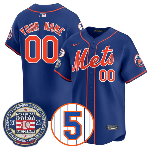 Custom New York Mets Jersey Name, Number Hall of Fame Gold Stitched Royal