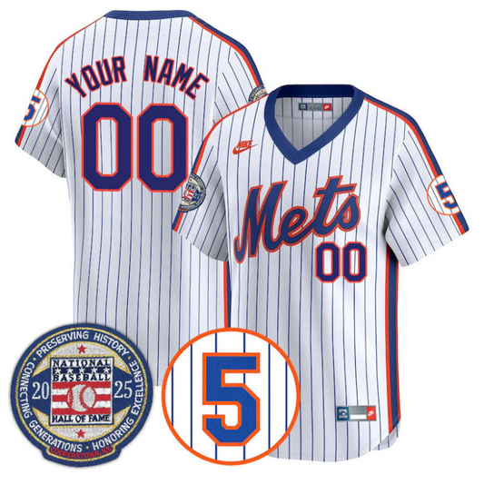 Custom New York Mets Jersey Name, Number Hall of Fame Gold Stitched Throwback