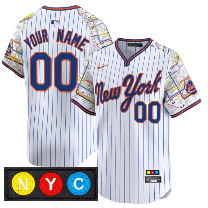 Custom New York Mets Jersey Subway Style Vapor Premier Limited Stitched Pinstripe